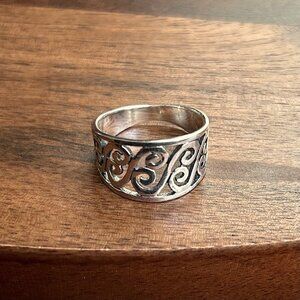 New Sterling Silver 925 Swirl Band Ring Wide Size 8